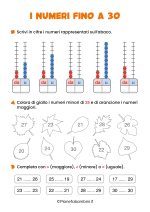 Schede didattiche sui numeri fino a 30 per la classe seconda nr. 2