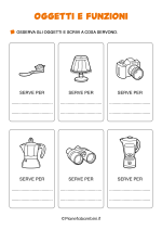 Scheda didattica su oggetti e funzioni per la classe prima nr. 3