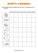 Scheda didattica su oggetti e materiali per la classe prima nr. 2