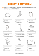 Scheda didattica su oggetti e materiali per la classe prima nr. 3