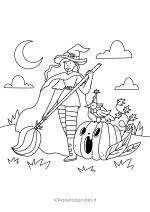 Disegno di strega di Halloween da colorare #1