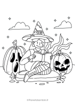 Disegno di strega di Halloween da colorare #2