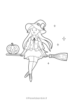 Disegno di strega di Halloween da colorare #5