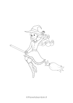 Disegno di strega di Halloween da colorare #6