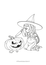 Disegno di strega di Halloween da colorare #10