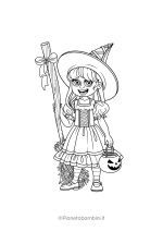 Disegno di strega di Halloween da colorare #11
