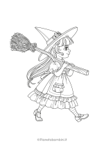 Disegno di strega di Halloween da colorare #12