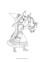 Disegno di strega di Halloween da colorare #14