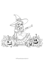 Disegno di strega di Halloween da colorare #15