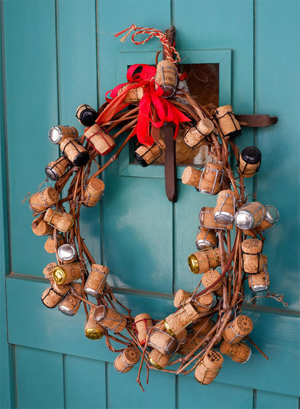 Ghirlanda Natalizia Tappi Sughero 06 Modello di ghirlanda natalizia con tappi di sughero n.06