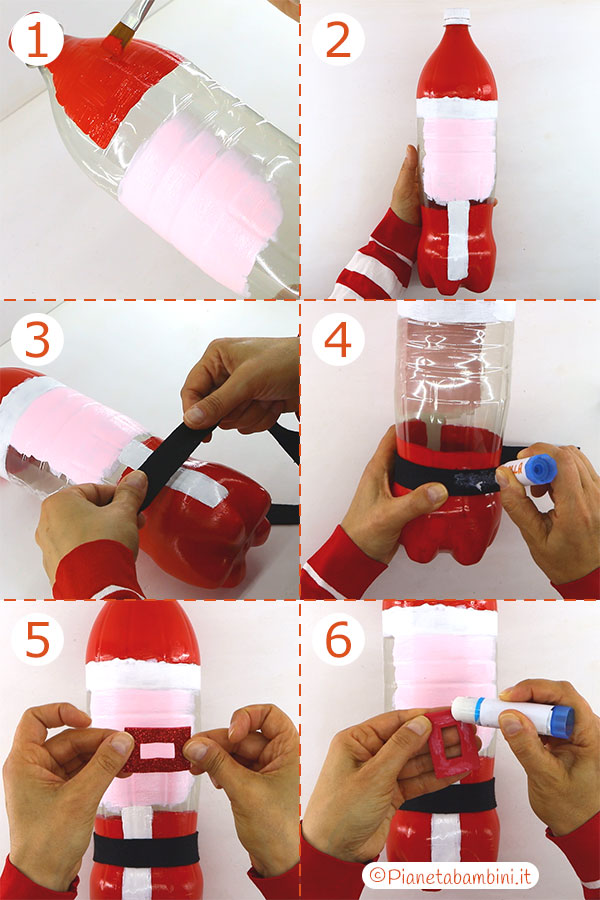 Istruzioni per creare Babbo Natale con bottiglia di plastica 1 Passaggi per creare Babbo Natale con bottiglia di plastica n.1