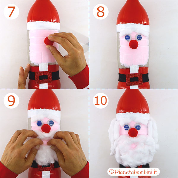 Istruzioni per creare Babbo Natale con bottiglia di plastica 2 Passaggi per creare Babbo Natale con bottiglia di plastica n.2