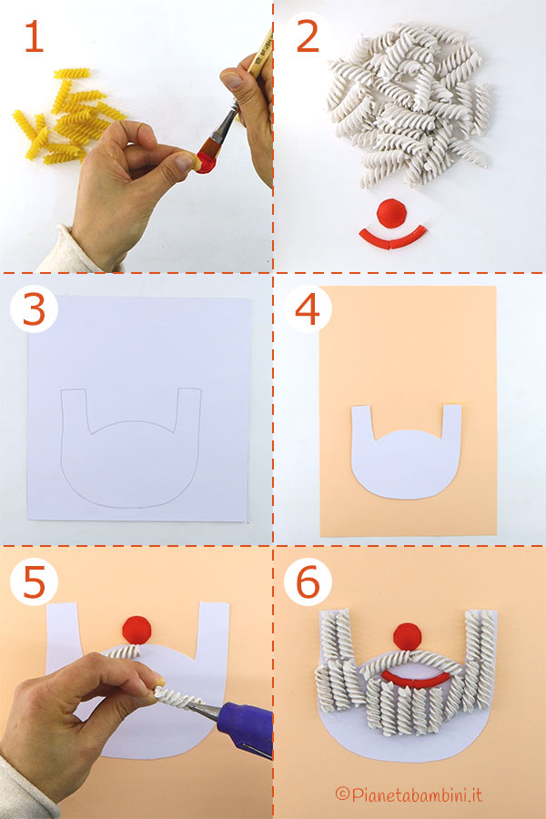 Istruzioni per creare Babbo Natale con pasta cruda 1 Passaggi per creare Babbo Natale con pasta cruda n.1