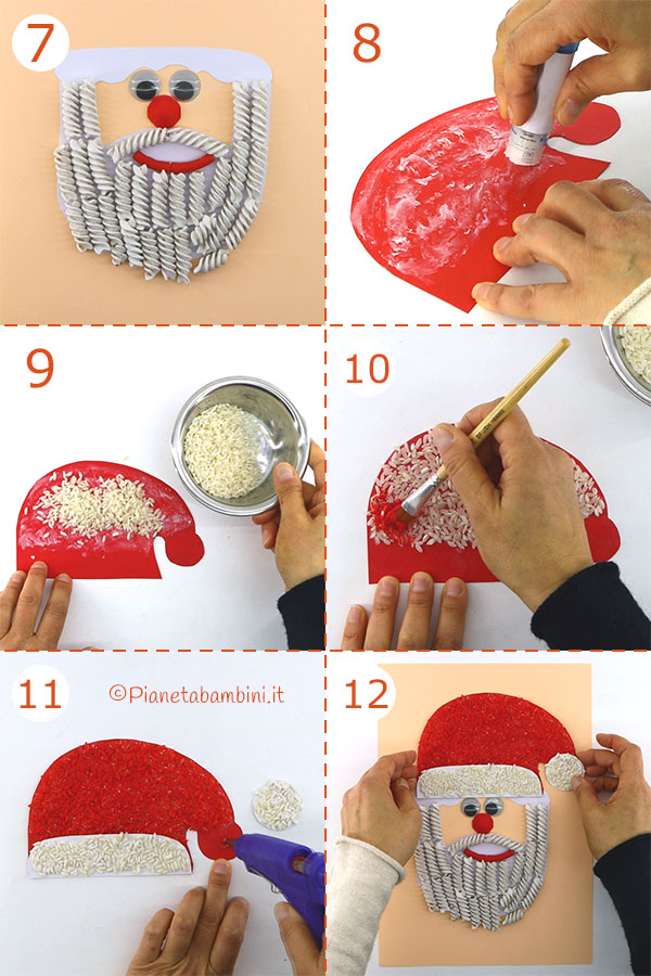 Istruzioni per creare Babbo Natale con pasta cruda 2 Passaggi per creare Babbo Natale con pasta cruda n.2