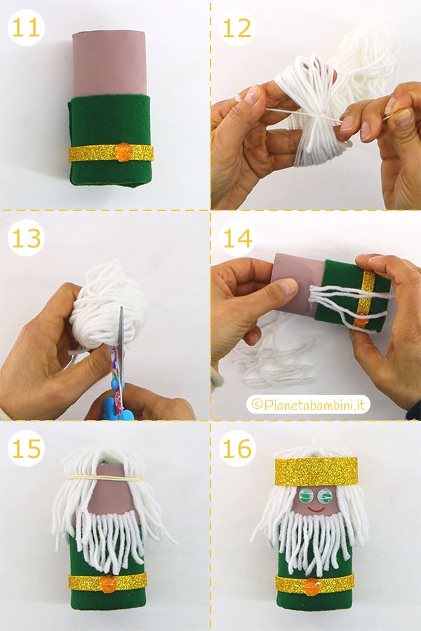 Passaggi per creare i re magi con rotoli di carta n.3