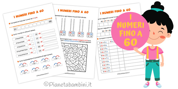 Schede didattiche sui numeri fino a 60 per la classe seconda Schede didattiche sui numeri fino a 60 per la classe seconda della Scuola Primaria
