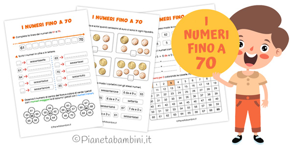 Schede didattiche sui numeri fino a 70 per la classe seconda Schede didattiche sui numeri fino a 70 per la classe seconda della Scuola Primaria