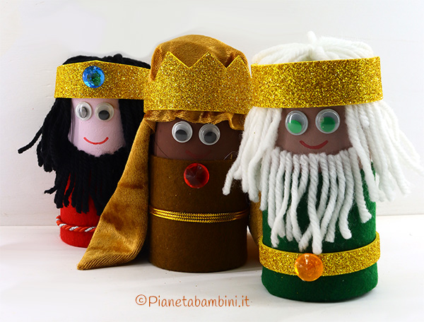 Re Magi con fine rotoli di carta igienica Lavoretto di Natale Re Magi con rotolo di carta