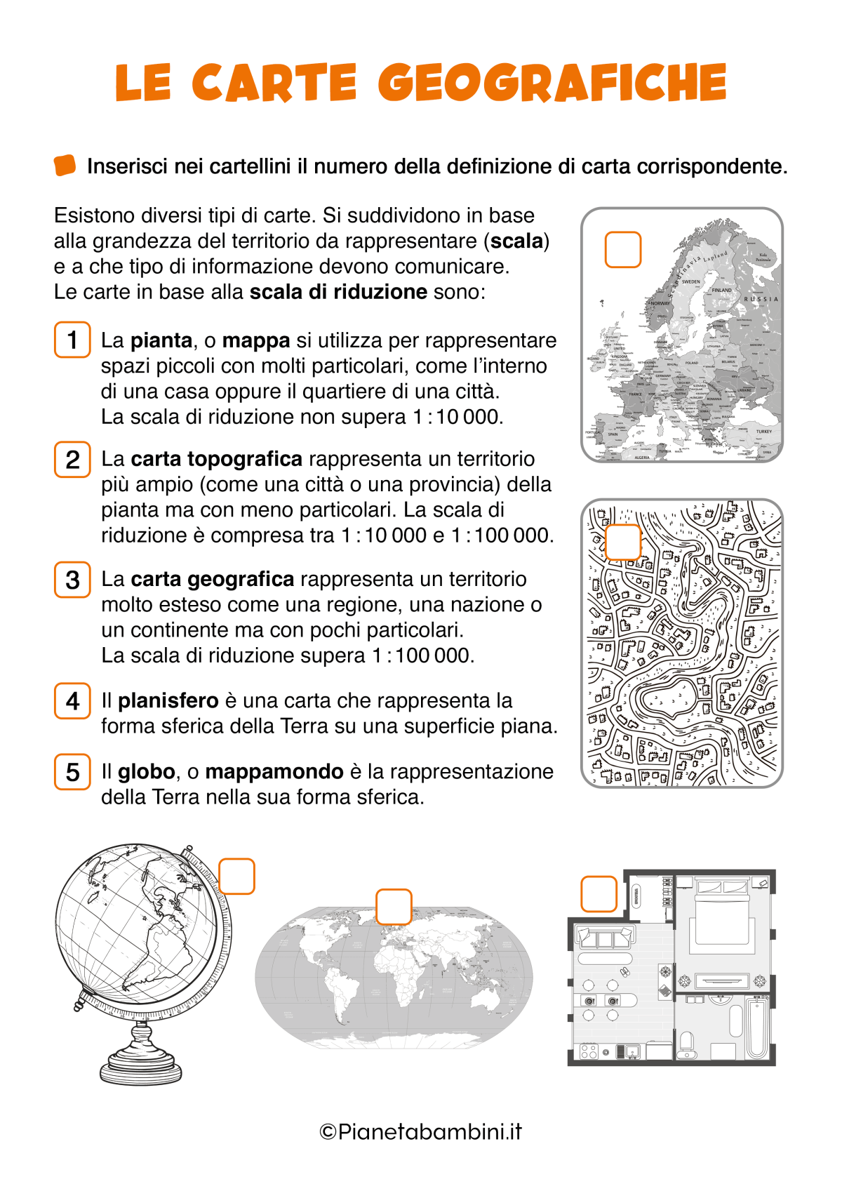 Le Carte Geografiche: Schede per la Classe Terza e Quarta ...