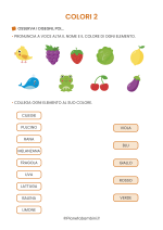 Scheda didattica sui colori in italiano per stranieri e BES nr. 2