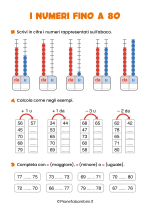 Scheda didattica sui numeri fino a 80 per la classe seconda nr. 2
