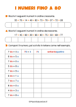 Scheda didattica sui numeri fino a 80 per la classe seconda nr. 3