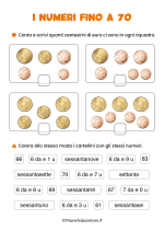 Scheda didattica sui numeri fino a 70 per la classe seconda nr. 2
