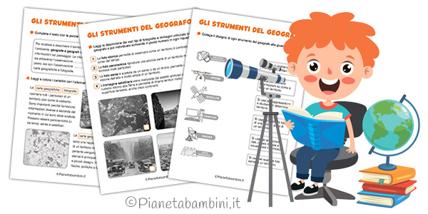Schede didattiche sugli strumenti del geografo per la classe terza Schede didattiche sugli strumenti del geografo per la classe terza della Scuola Primaria