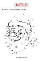 Unisci i puntini 1-40 viso di Babbo Natale