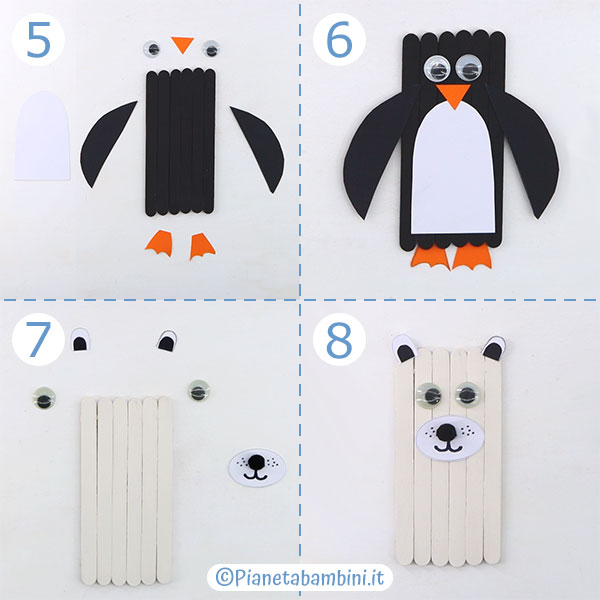 Istruzioni per creare gli animali dell'artico con bastoncini da gelato 2 Passaggi per creare gli animali dell'artico con bastoncini da gelato 2