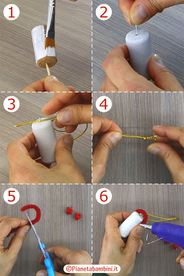 Istruzioni per creare i pupazzi di neve con tappi di sughero 1 Passaggi per creare i pupazzi di neve con tappi di sughero 1