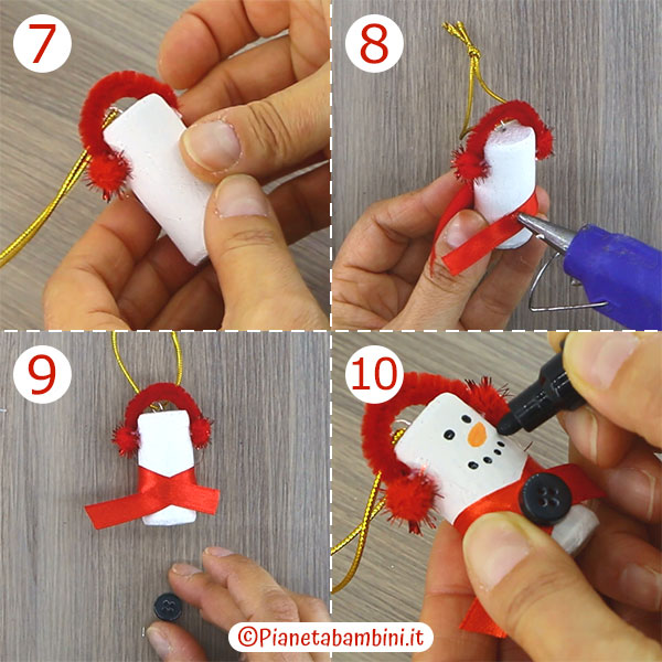 Istruzioni per creare i pupazzi di neve con tappi di sughero 2 Passaggi per creare i pupazzi di neve con tappi di sughero 2