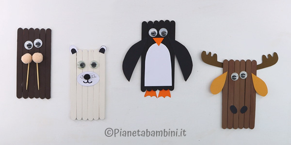 Animali dell'artico con bastoncini da gelato