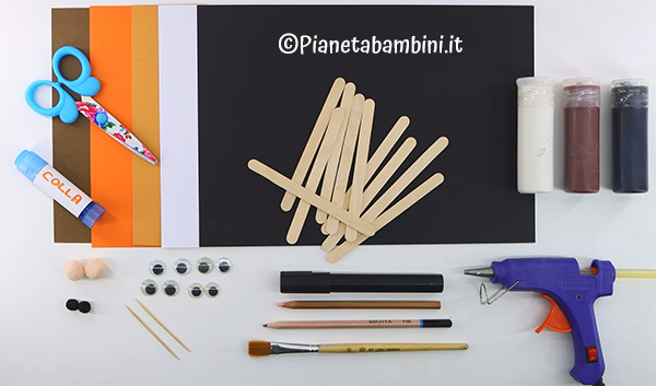 Occorrente per creare gli animali dell'Artico con bastoncini da gelato