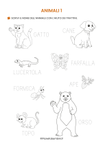 Scheda didattica sugli animali in italiano per stranieri e BES nr. 1