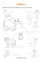 Scheda didattica sugli animali in italiano per stranieri e BES nr. 3