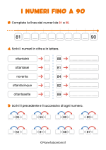 Scheda didattica sui numeri fino a 90 per la classe seconda nr. 1
