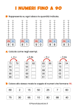 Scheda didattica sui numeri fino a 90 per la classe seconda nr. 2