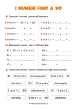 Scheda didattica sui numeri fino a 90 per la classe seconda nr. 3