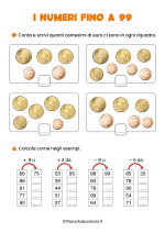 Scheda didattica sui numeri fino a 99 per la classe seconda nr. 2