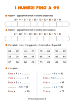 Scheda didattica sui numeri fino a 99 per la classe seconda nr. 3