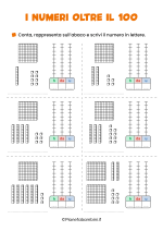 Scheda didattica sui numeri oltre il 100 per la classe seconda della Scuola Primaria nr. 3