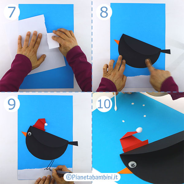 Passaggi per creare il merlo di cartoncino n.2