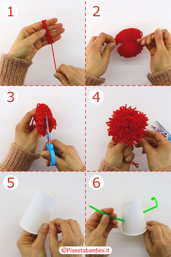 Passaggi per creare il pagliaccio con bicchiere di carta 1