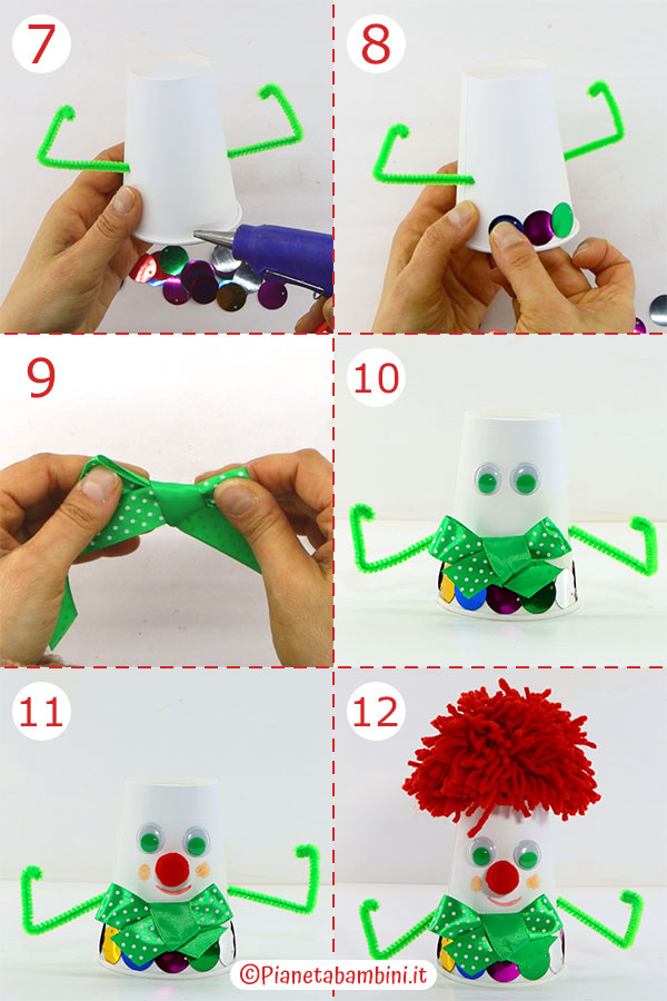 Passaggi per creare il pagliaccio con bicchiere di carta 2