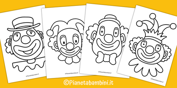 Maschere di pagliacci da stampare e colorare
