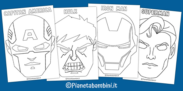 Maschere dei supereroi da colorare Maschere dei supereroi da stampare e colorare