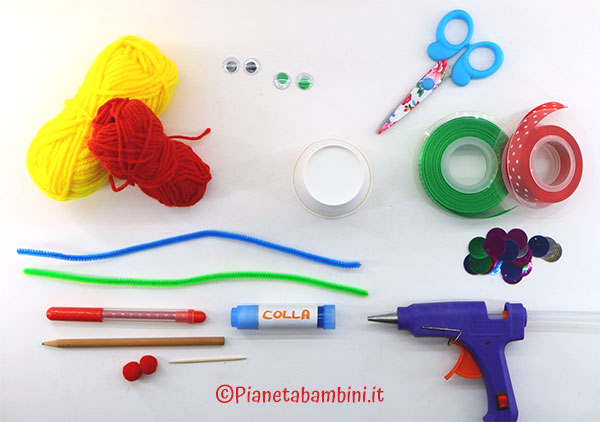 Occorrente per creare il pagliaccio con bicchiere di carta