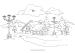 Disegno di paesaggio invernale da colorare n.46