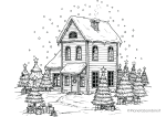 Disegno di paesaggio invernale da colorare n.48